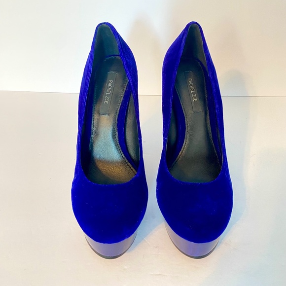 Rachel Zoe Leila New velvet indigo purple platform high heel size 6 - Picture 2 of 7